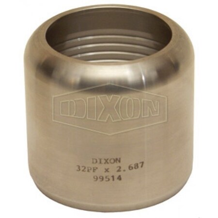 Dixon Internal Expansion Sanitary Flow Chief Ferrule, 1-1/2 ID x 2-8/64 to 2-11/64 OD in Nominal, 304 SS 24PFX2.187